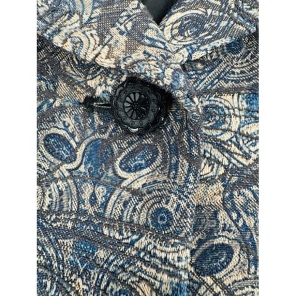 Evan-Picone Blazer Womens‎ Petite Blue Tan Paisley Tapestry 3-Button Suit Jacket - Picture 3 of 13